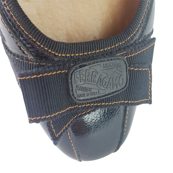 Salvatore Ferragamo Black Patent Leather Flats 6B - Picture 4 of 9